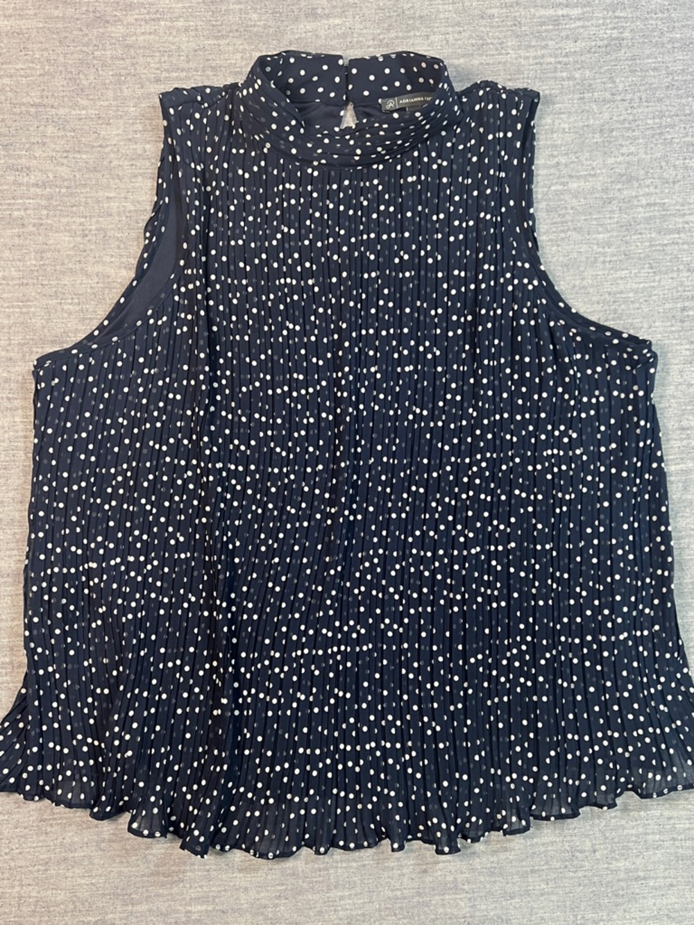 Navy White Large Polka Dot Halter High Neck Ruffle Hem Office Brunch Top Blouse